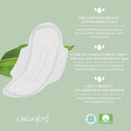 Organyc - 100% Certified Organic Cotton Feminine Pads - Sanitary Napkin with Wings for Women, Moderate Flow, Regular Absorbency,