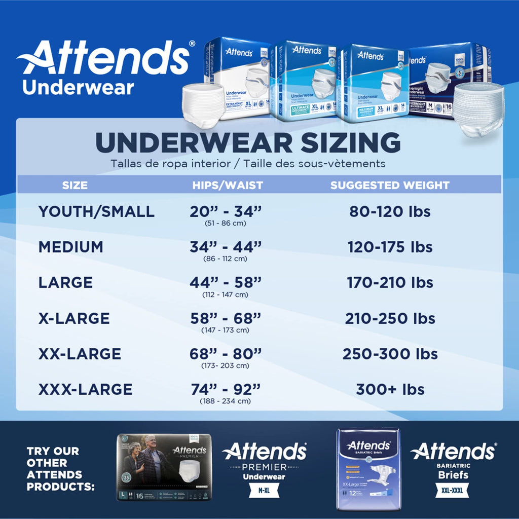 Attends Disposable Underwear Pull On with Tear Away Seams X-Large, APV40, Moderate, 14 Ct