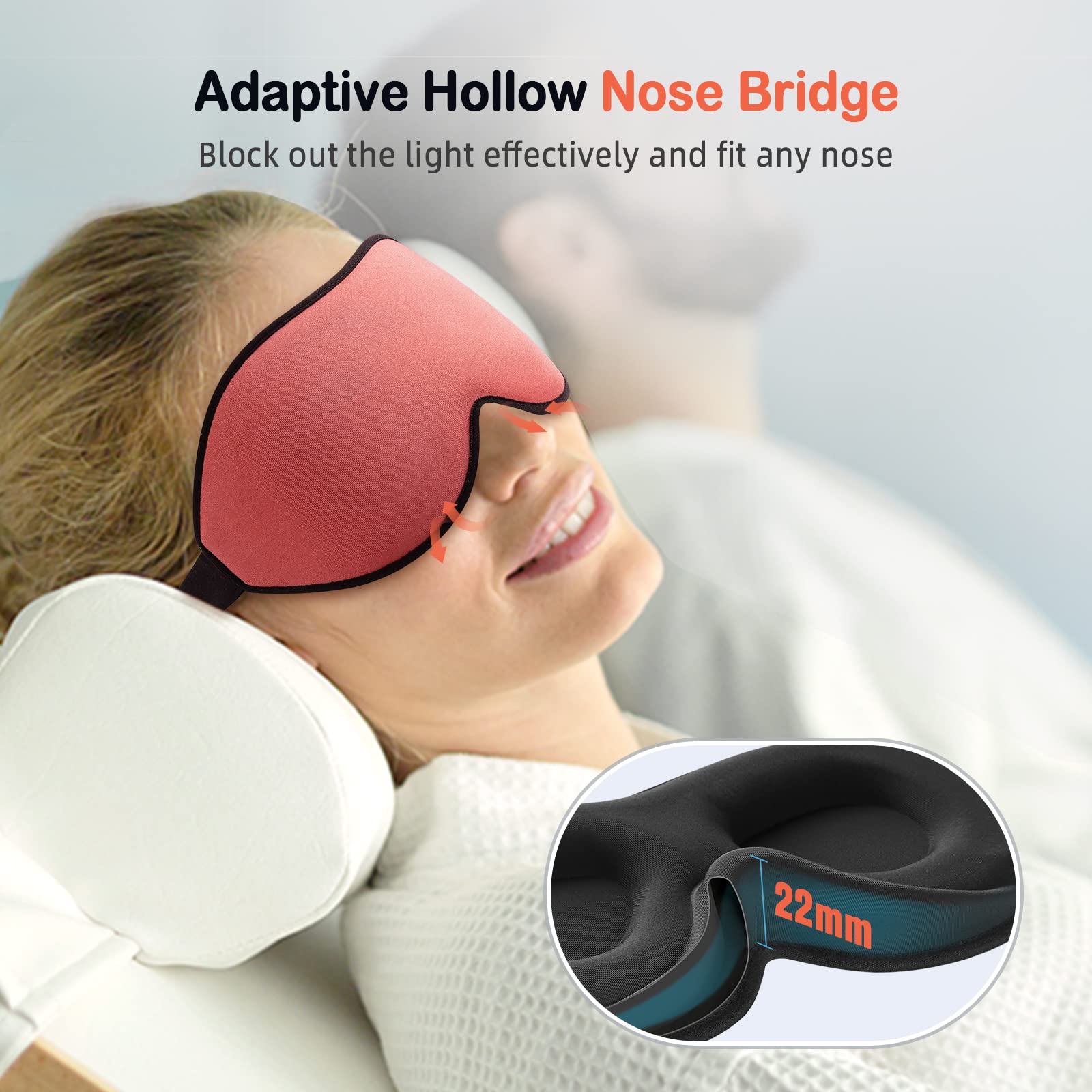 LitBear Sleep Masks for Women, Sleep Eye Mask for Sleeping, Comfortable Night Sleeping Mask, Soft Contoured Eye Cover for Sleepi
