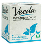 Veeda 100% Natural Cotton Tampons, Compact BPA Free Applicator, Unscented, leak proof protection - Chlorine, Toxin & Pesticide F