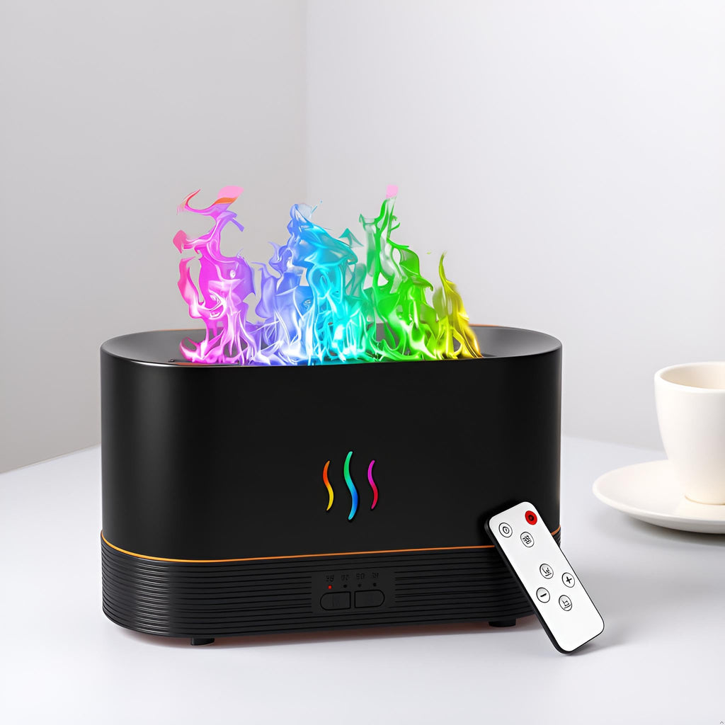 PLUWEL Colorful Flame Diffusers for Essential Oils Large Room-Upgraded 300ML Aroma Diffuser Humidifier Quiet Diffuser with Remot