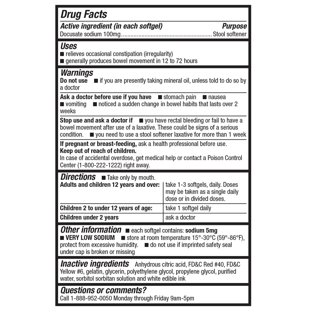 HealthA2Z? Stool Softener | Docusate Sodium 100mg | Red Capsules | Dependable | Gentle Constipation Relief (400 Counts (Pack of