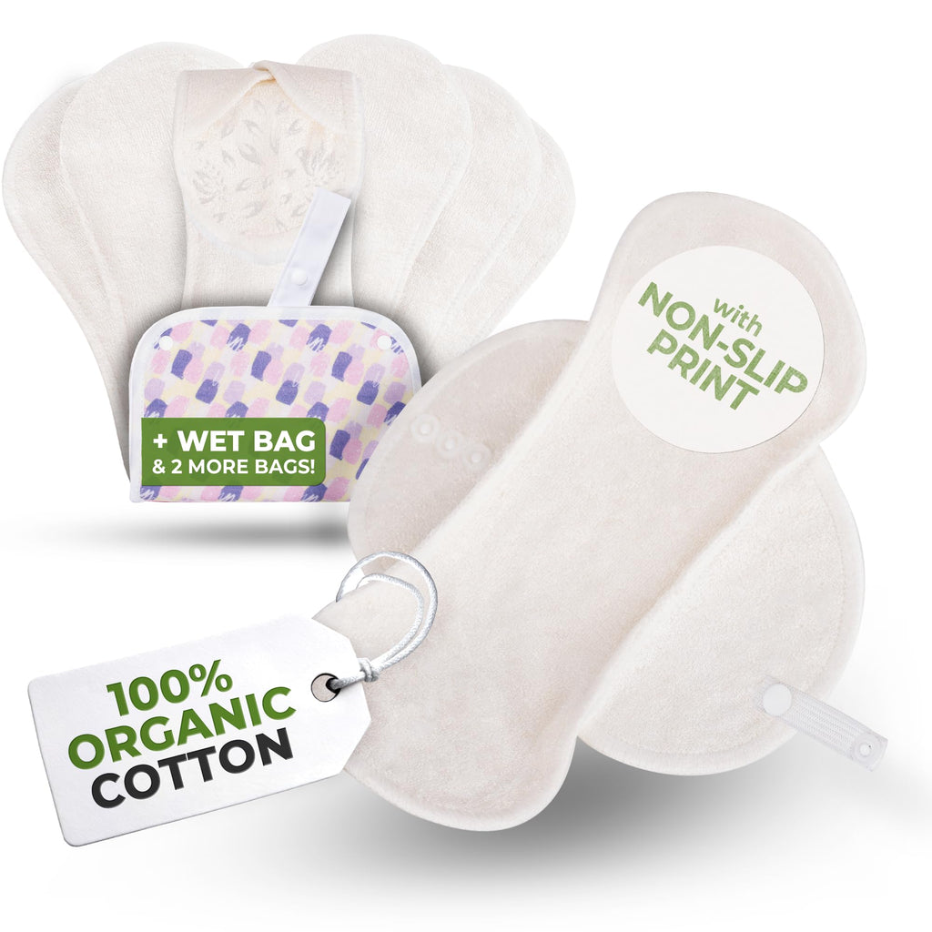 Non-Slip Organic Reusable Panty Liners for Women & Teens (Medium, 7-Pack) - High-Temp Washable Viscose Cloth Liners; Stay Fresh 
