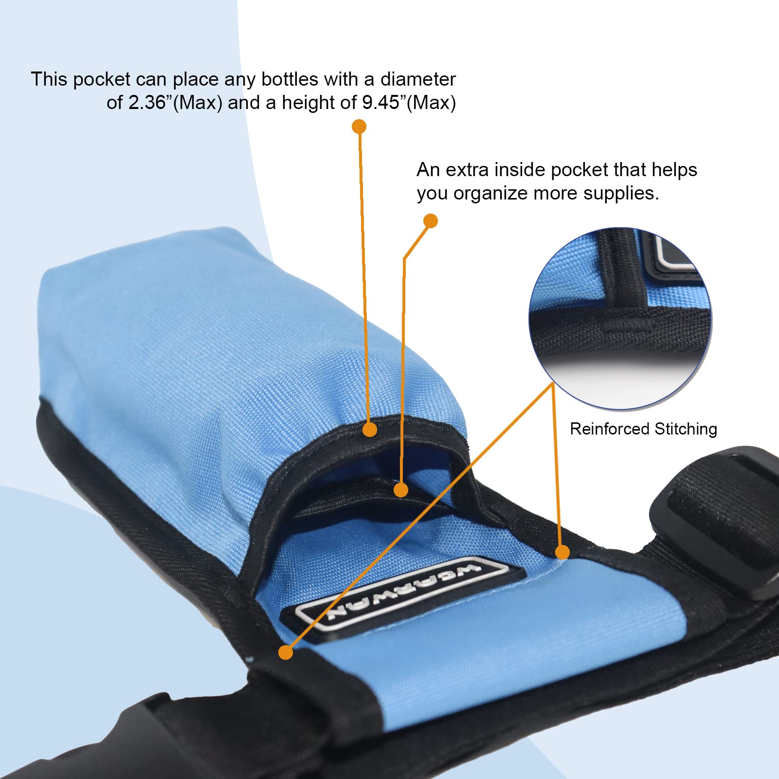 WEARWAN Massage Oil Holster, Adjustable and Durable Massage Holster, Bag only, Bottle not Included (1B-SkyBlue)