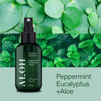 ALOH Sanitizing Hand Mist 3-pack | Peppermint Eucalyptus + Aloe | 70% Alcohol Hydrating Hand Sanitizer Spray with Essential Oil,