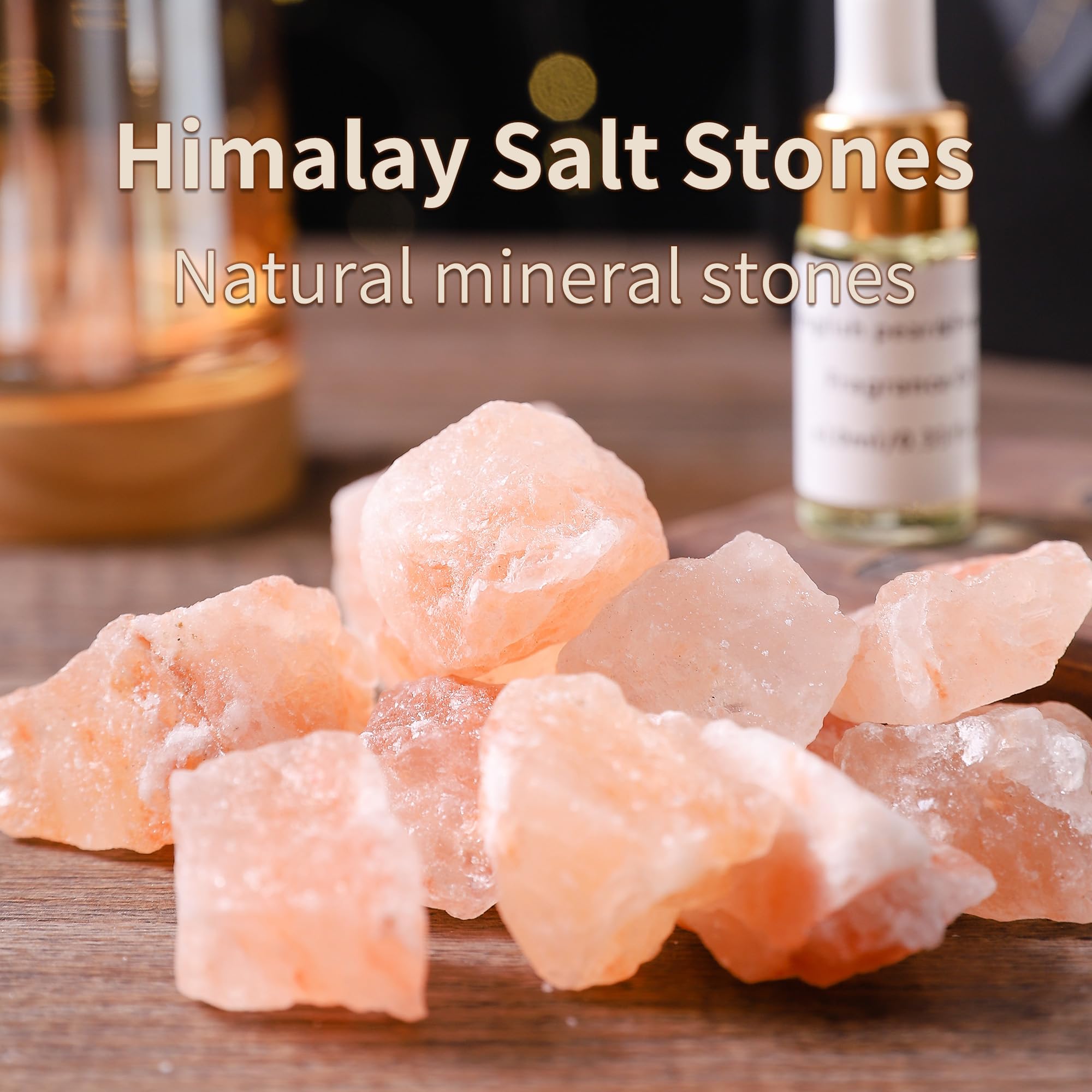 Himalayan Salt Stone Essential Oil Diffuser - Lavender Essential Oil Gift Set - Natural Aromatherapy Diffuser for Home & Office