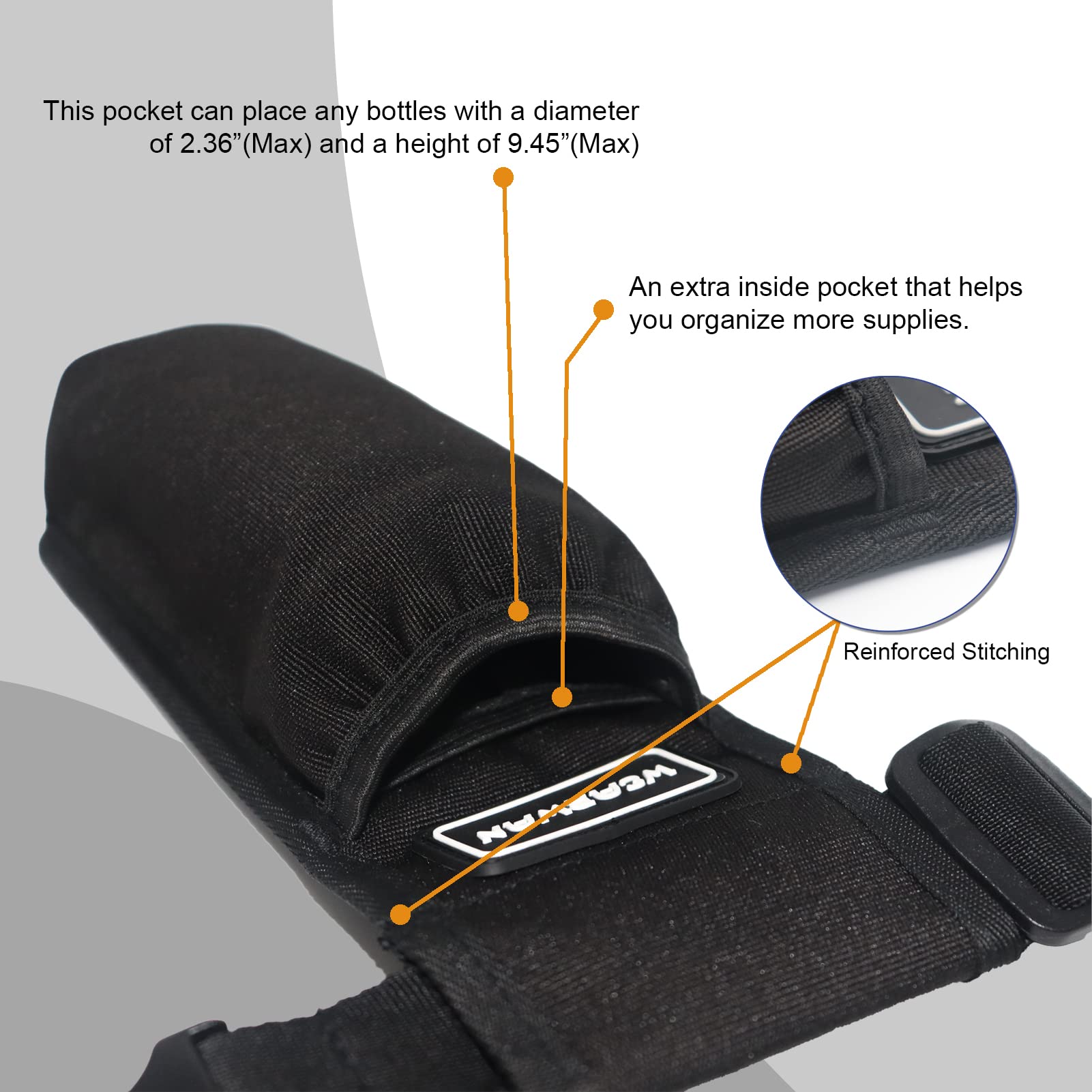 WEARWAN Massage Oil Holster, Adjustable and Durable Massage Holster,Bag only, Bottle not Included (1B-Black)