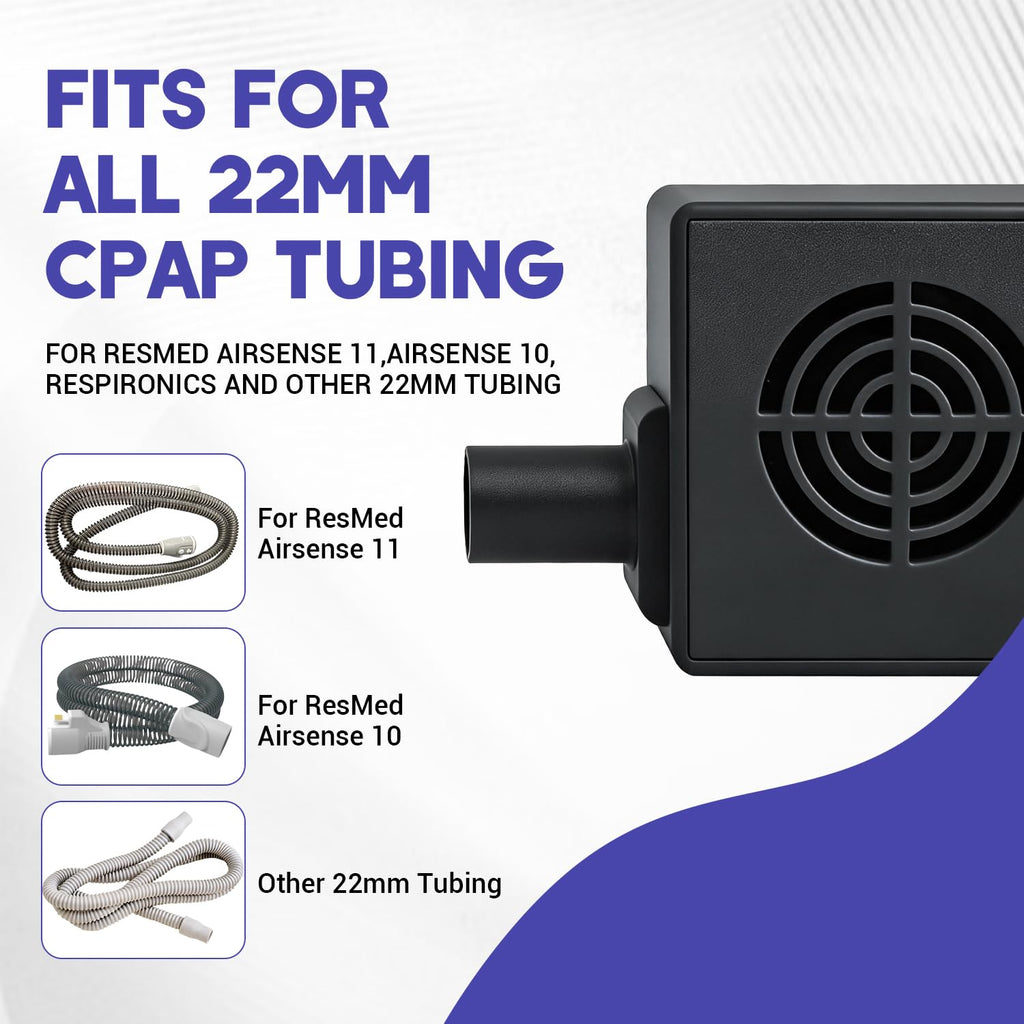 CPAP Hose Dryer Fan for 22mm Tubing, CPAP Tube Cleaner Blower of Adjustable Airflow, with Resmed Airsense 10 11 Machine Tubing,