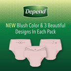 Depend FIT-FLEX Incontinence Underwear For Women, Disposable, Maximum Absorbency, Extra-Large, Blush, 48 Count (2 Packs of 24) (