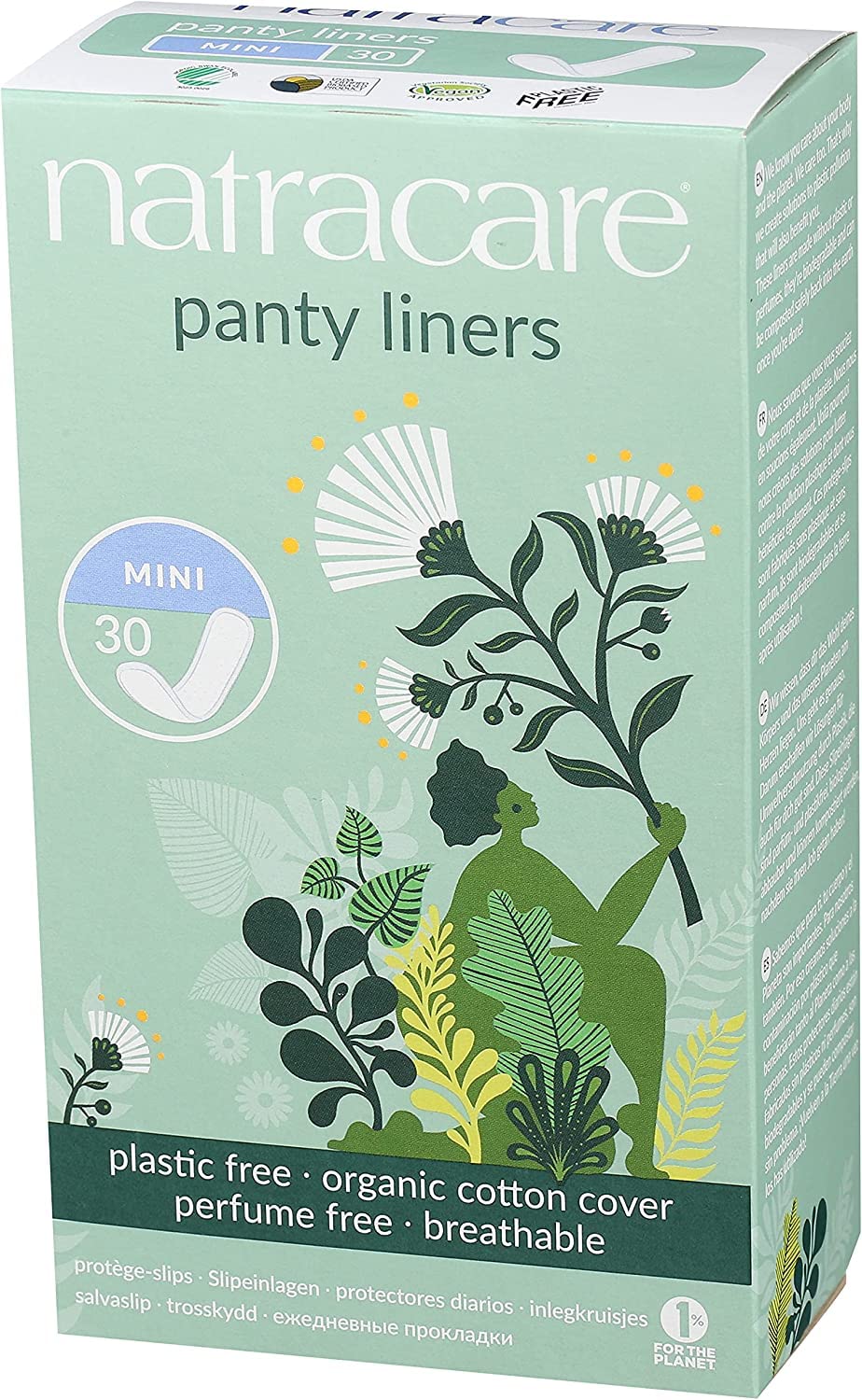 Natracare Panty Liners Mini 30 Count (6 Pack)