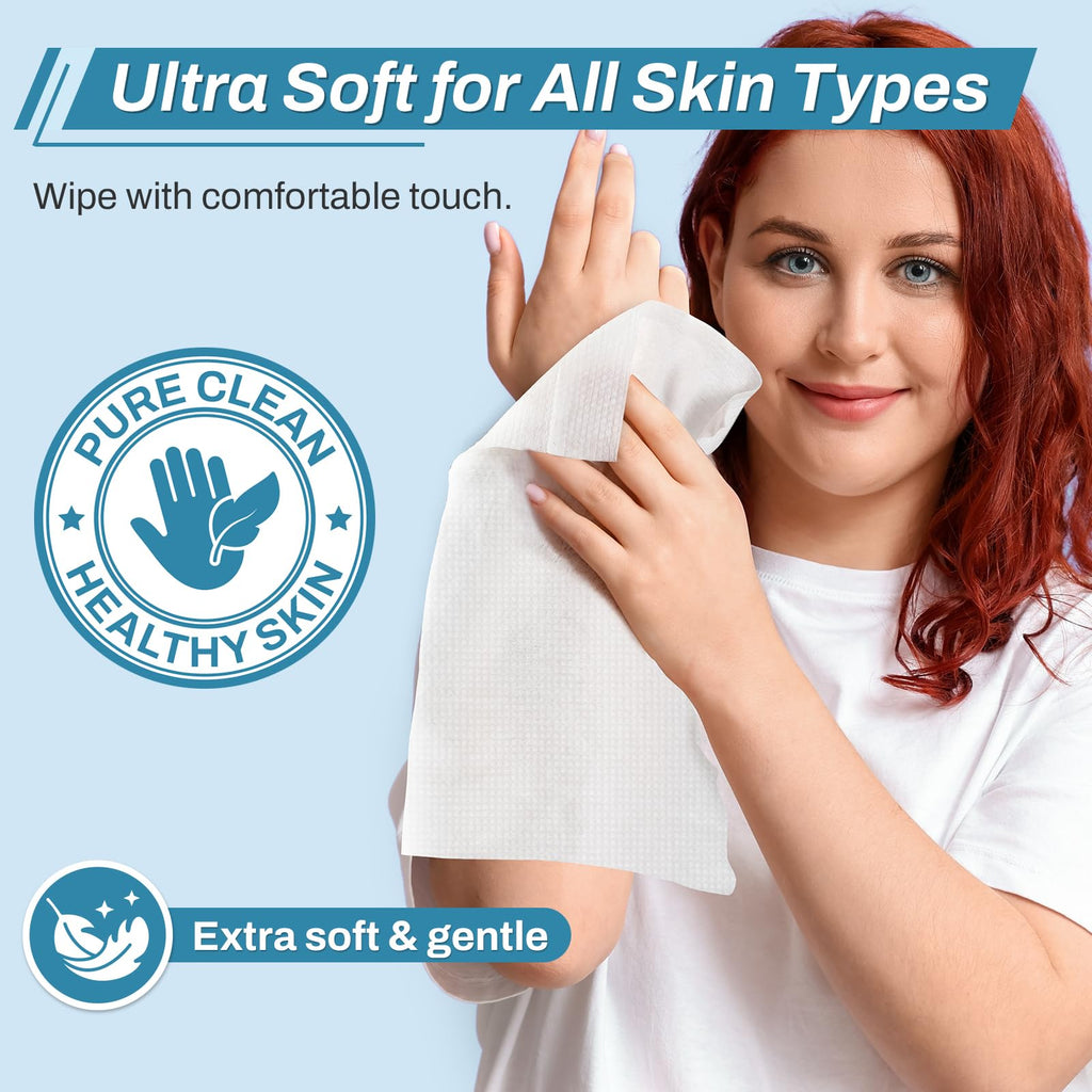 720 Count (12 Packs of 60) Wipes for Adults, 8 x 12 Extra Large for Incontinence & Cleansing, Disposable Body Shower & Bath Wipe
