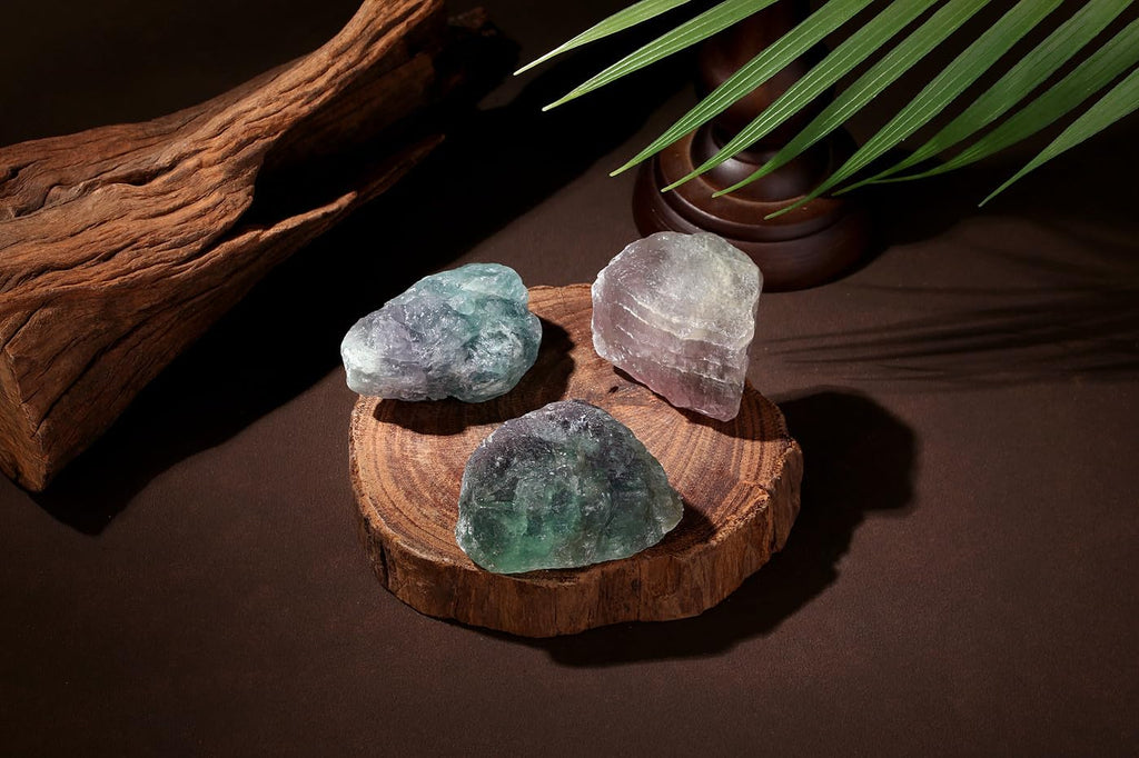NUKAYAI 2Pcs Rainbow Fluorite 1.8-2.2 Large Raw Crystals Rocks Rough Stones Healing Crystal for Cabbing DIY Wicca Reiki Decorati