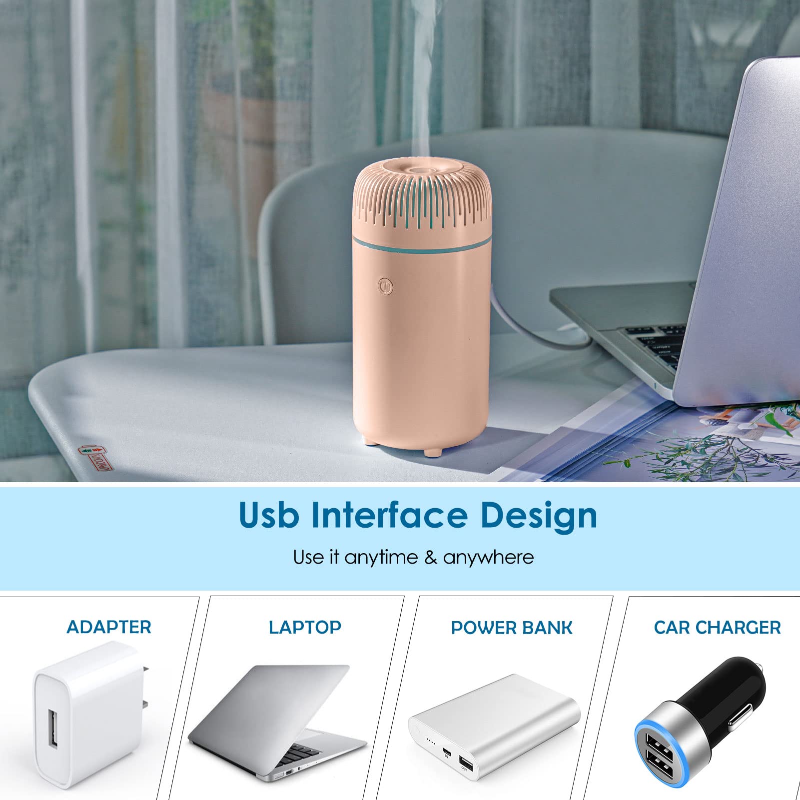 Car Diffuser Humidifier USB Aromatherapy Essential Oil Air Freshener USB Cool Mist Mini Portable Diffuser for Car Home Office Be