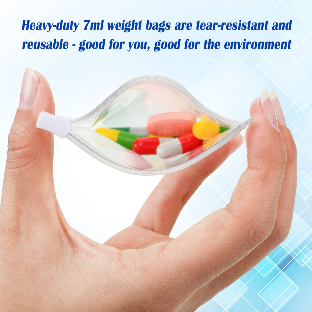 Zonon Pill Pouch Bags Zippered Reusable Pill Baggies Clear Plastic Bags Self Sealing Travel Medicine Organizer Storage with Slid