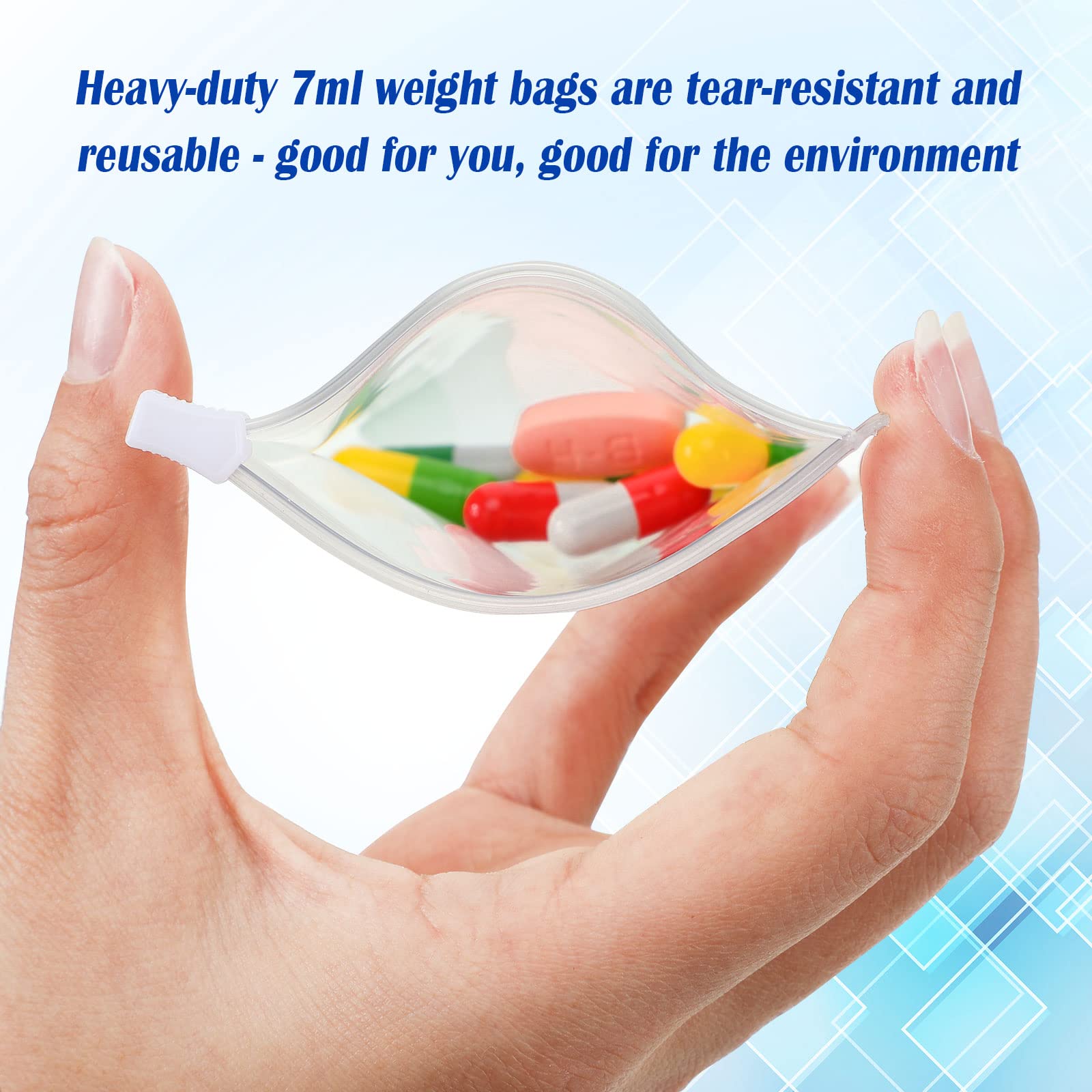 Zonon Pill Pouch Bags Zippered Reusable Pill Baggies Clear Plastic Bags Self Sealing Travel Medicine Organizer Storage with Slid