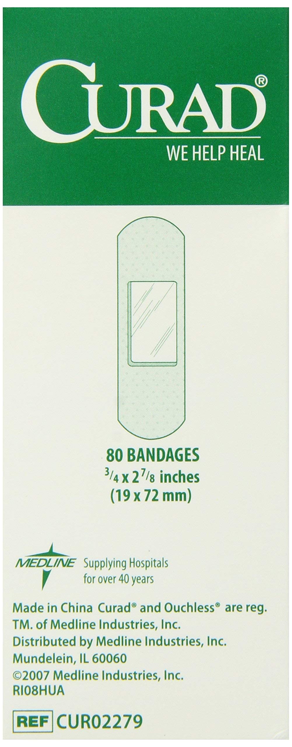 Curad Regular Size Adhesive Bandages, Sheer, 80-Count Boxes (Pack of 6)