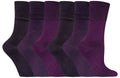 Gentle Grip - 6 Pack of Ladies Diabetic Socks -5-9 us (Purple)