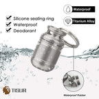TISUR Portable Pill Cases, Metal Titanium Pill Holder Pocket Pill Box Keychain Waterproof Pill Bottle Medicine Organizer Case Co