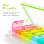 AUVON Weekly Pill Organizer 2 Times a Day, Large 7 Day AM PM Pill Box Organizer, Daily Pill Case with Moisture-Proof & Design Re