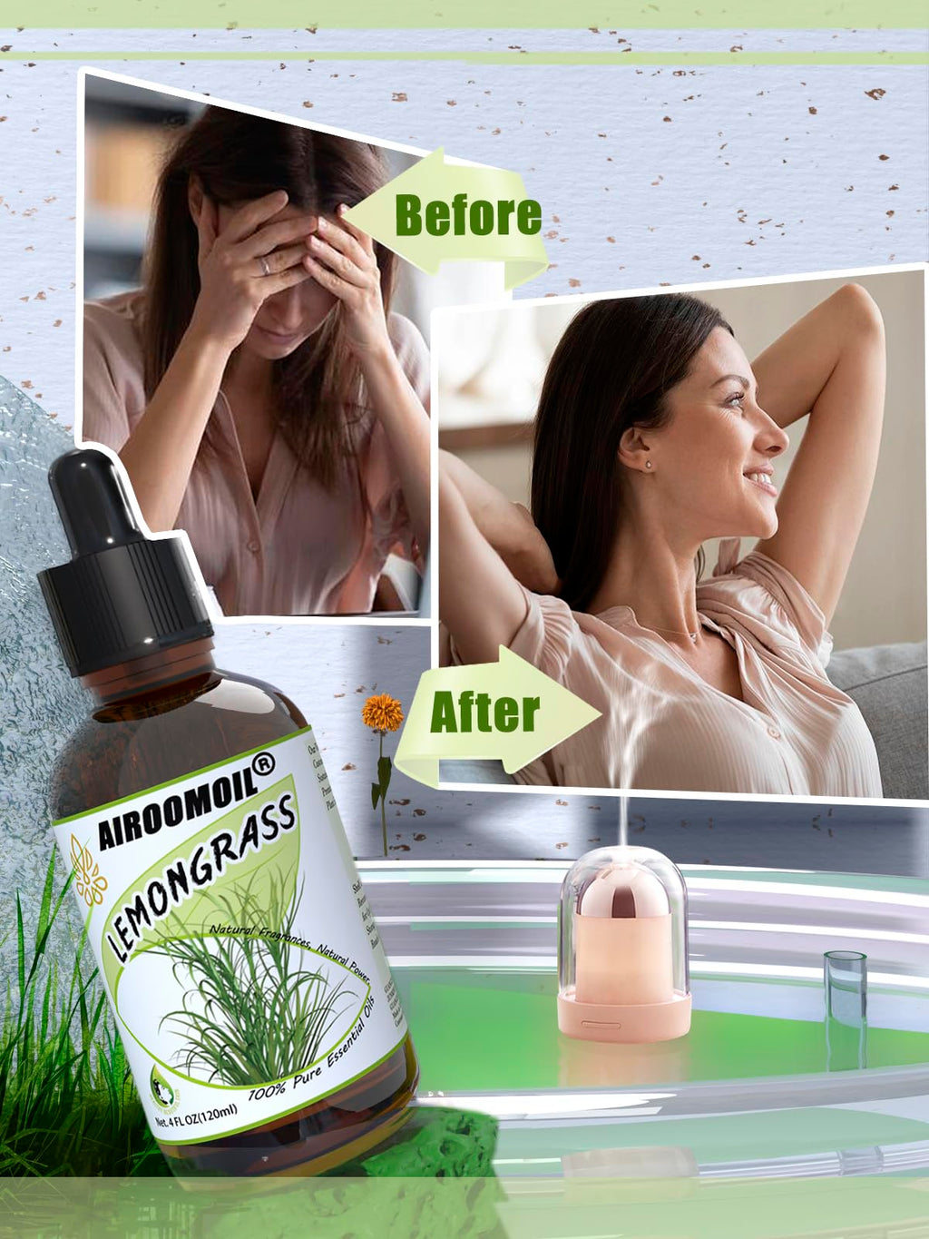 Pure Lemongrass Essential Oil Citrus Aromatherapy Natural for Hair Home Body Skin Energizing Diffuser Oils 4 Fl Oz