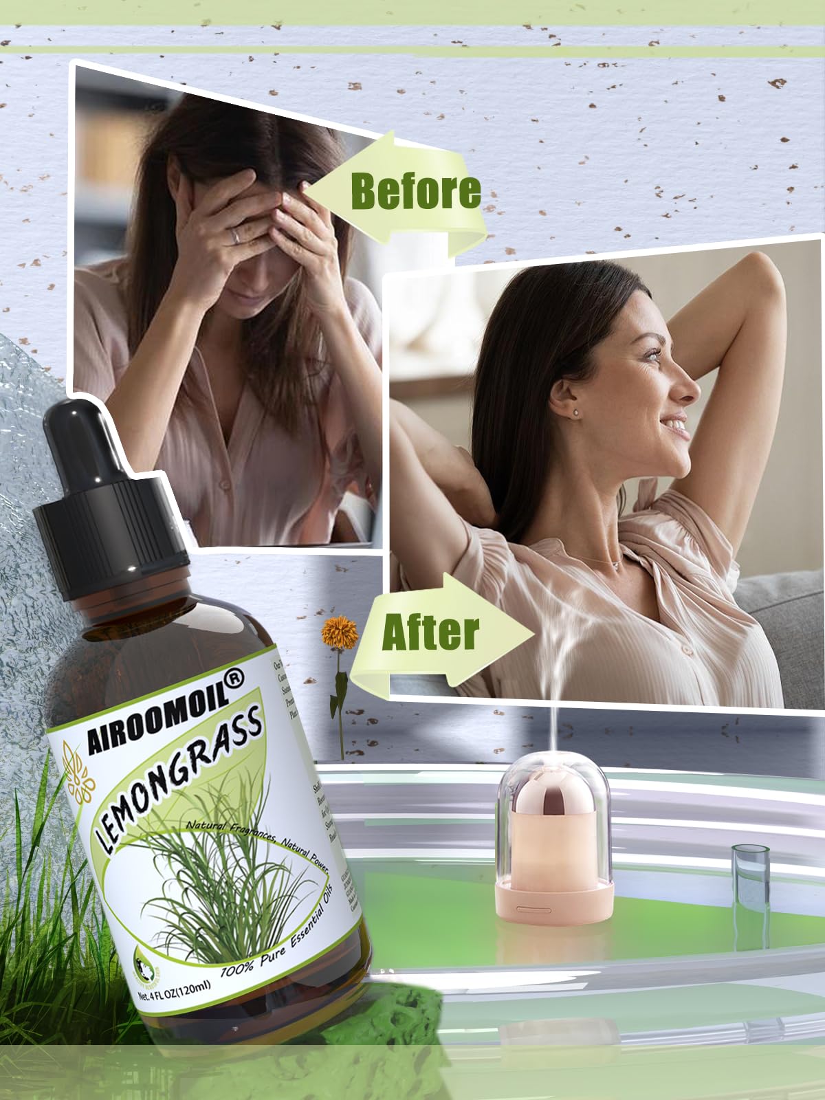 Pure Lemongrass Essential Oil Citrus Aromatherapy Natural for Hair Home Body Skin Energizing Diffuser Oils 4 Fl Oz