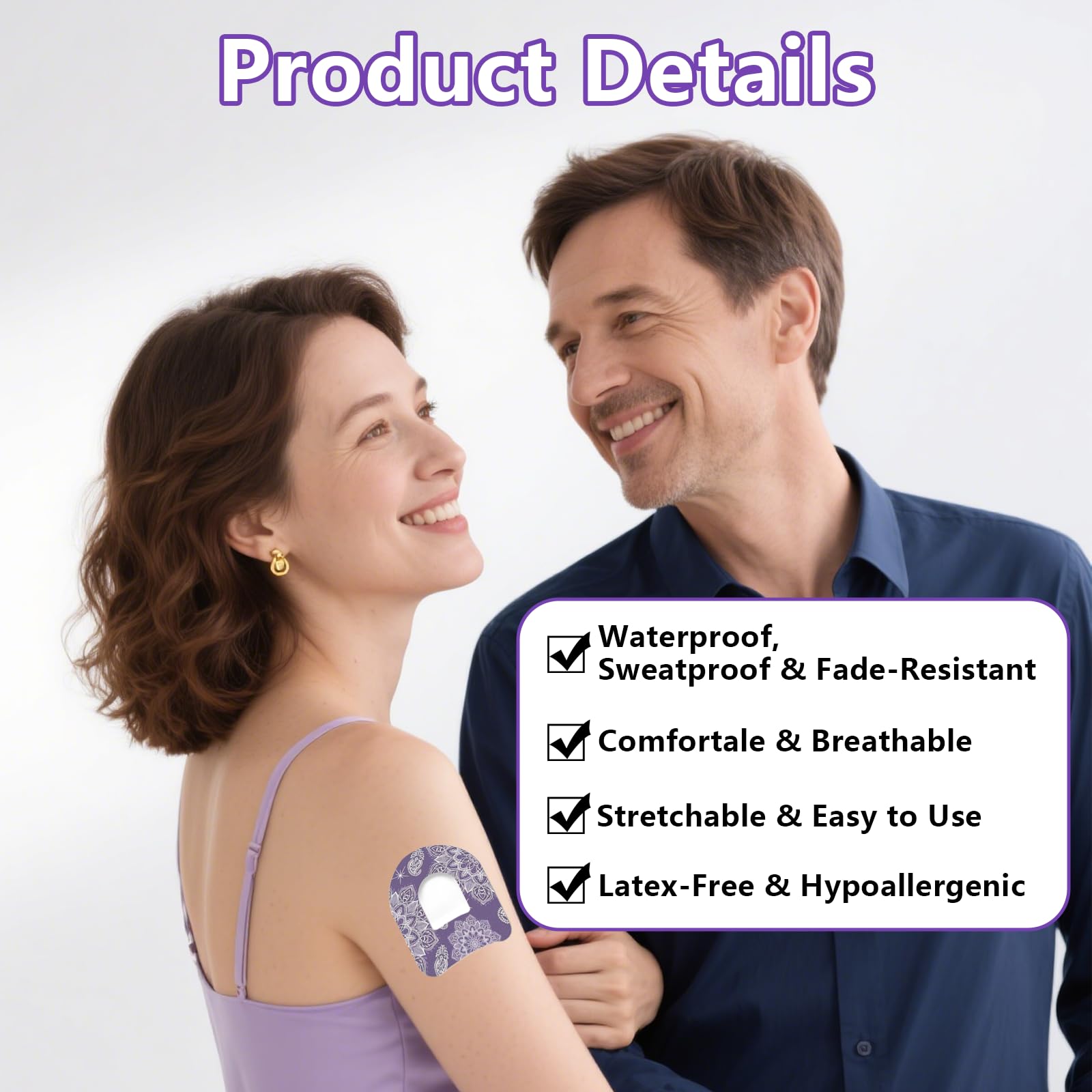 20 Pcs Adhesive Patches Compatible for Omnipod 5, Waterproof & Breathable CGM Overpatches, Pre-Cut Sensor Covers for Continuous