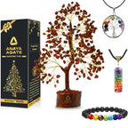 Crystal Tree of Life Red Jasper Healing Crystal Trees for Home & Office Decoration, Handmade Money Bonsai Trees for Positive Ene