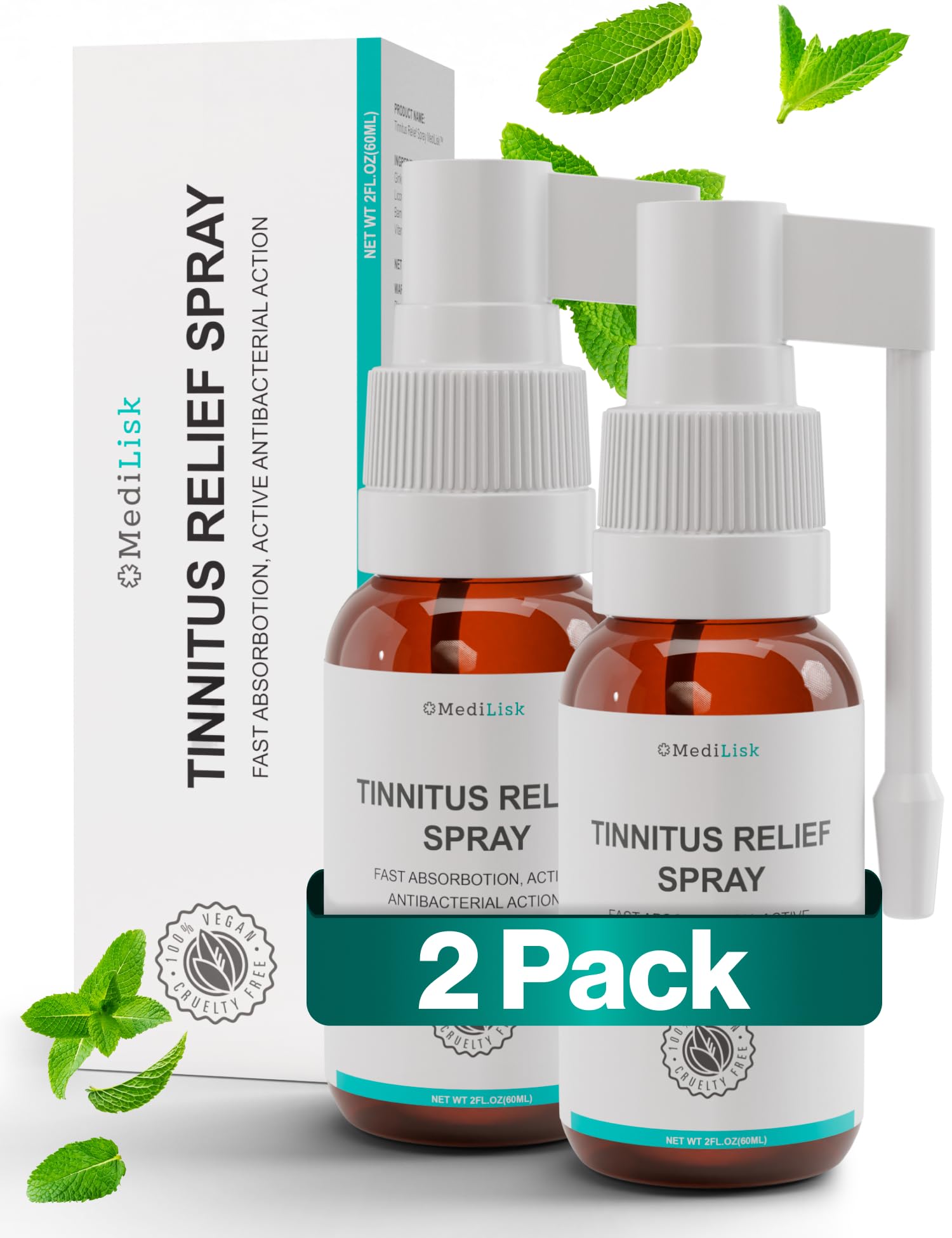 Medilisk Tinnitus Relief Spray - Supports Tinnitus Relief for Ringing Ears - Herbal Ear Care Products - Tinnitus Treatments Prev
