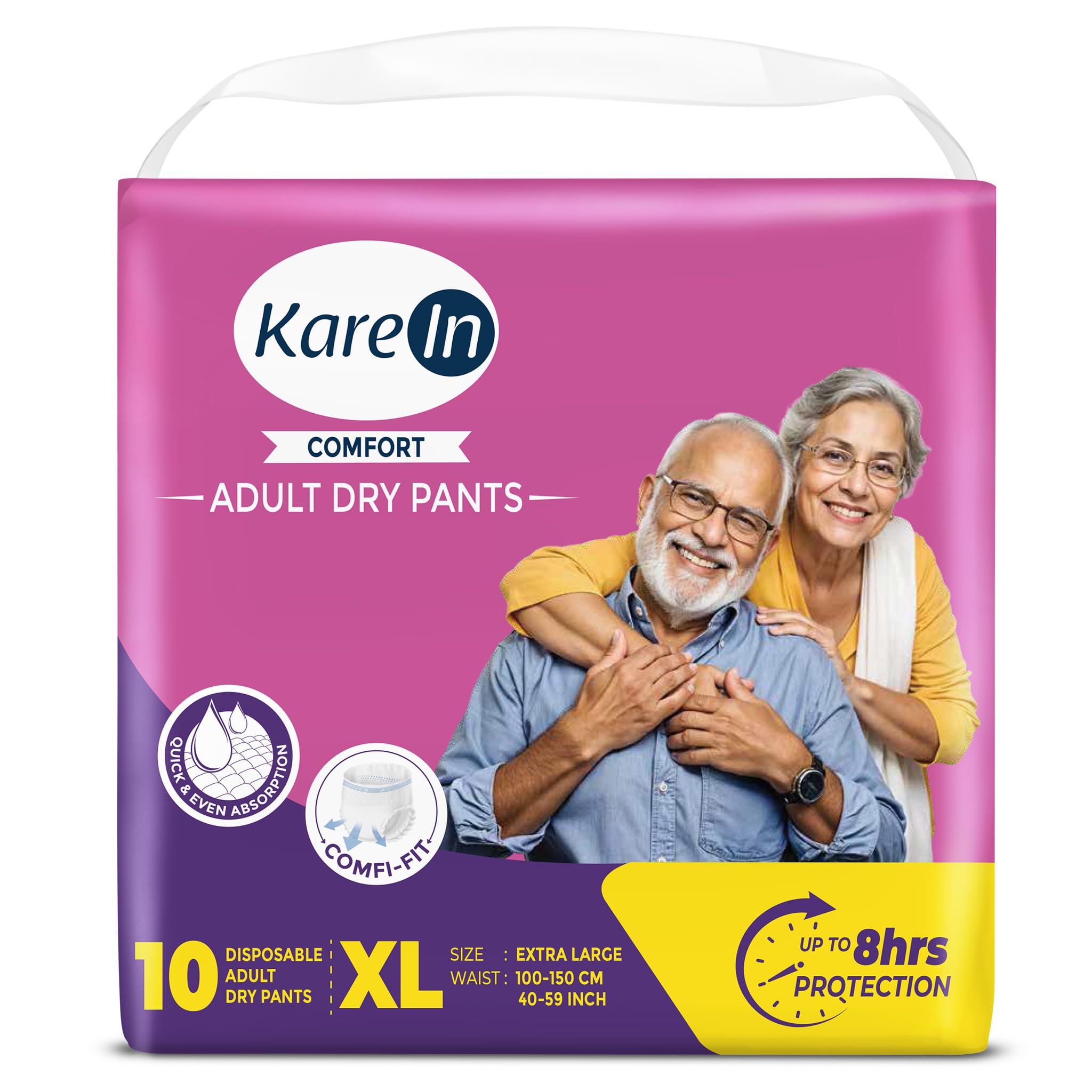 Karein Comfort Adult Diaper Pant Xl Size, Extra Large, Waist (100150 Cm 4059), 10 Unit, Long Protection Hour, Unisex, Quick 