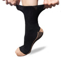 Pure Athlete Non Binding Diabetic Socks - Copper Neuropathy Socks for Swollen Feet Relief (Large, Black/Copper)