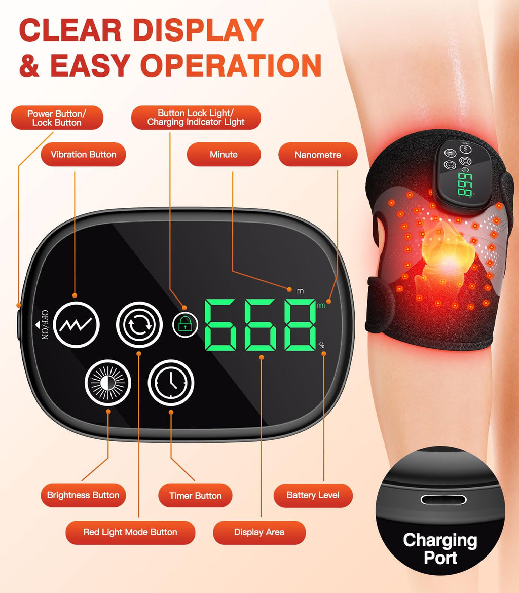 Lanieney Knee Massager with Heat, 3 Vibration Modes, LED Screen, Adjustable Straps, Gift for Men and Women