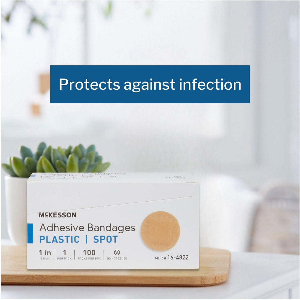 MCK48222000 - Mckesson Brand Adhesive Spot Bandage McKesson 1 Inch Diameter Plastic Round Tan Sterile