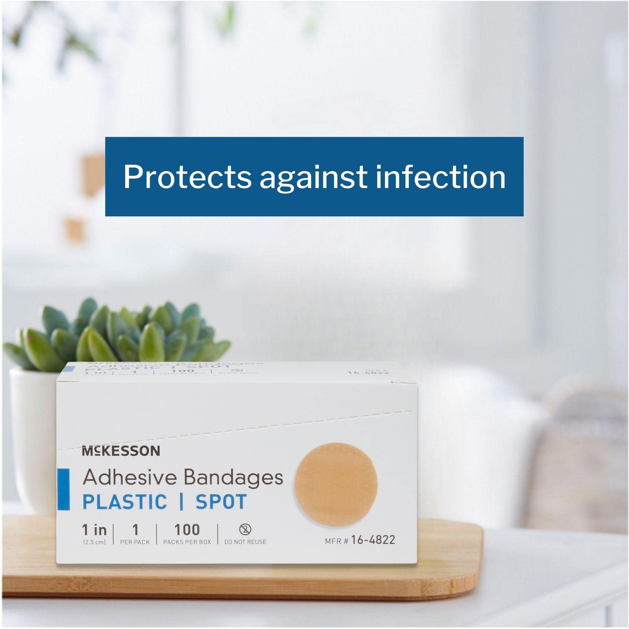MCK48222000 - Mckesson Brand Adhesive Spot Bandage McKesson 1 Inch Diameter Plastic Round Tan Sterile