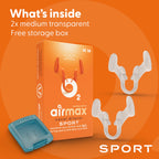 Airmax Unisex Sport Nasal Dilators Two-Pack - Easy, Safe, and Comfortable Breathing Aid - Improves Airflow - Transparent - Mediu