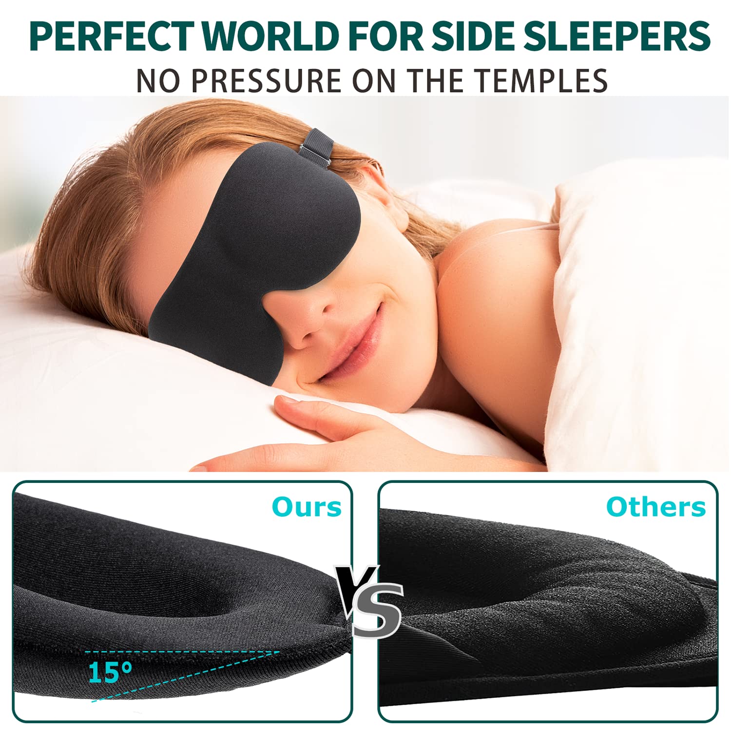 NEWVANGA Sleep Mask for Back and Side Sleeper, Block Out Light, Sleeping Eye Mask of 3D Night Blindfold, Zero Eye Pressure Ultra