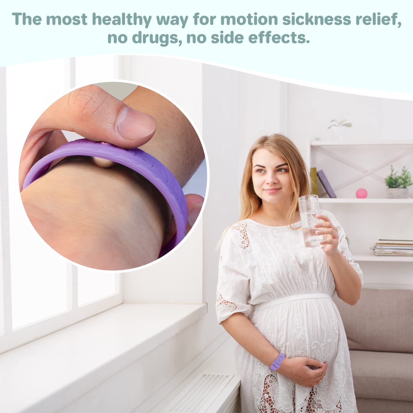 Hion Motion Sickness Bracelets Sea Sickness Wristbands for Motion Sickness/Morning Sickness/Pregnancy Nausea Anti Nausea Bands A