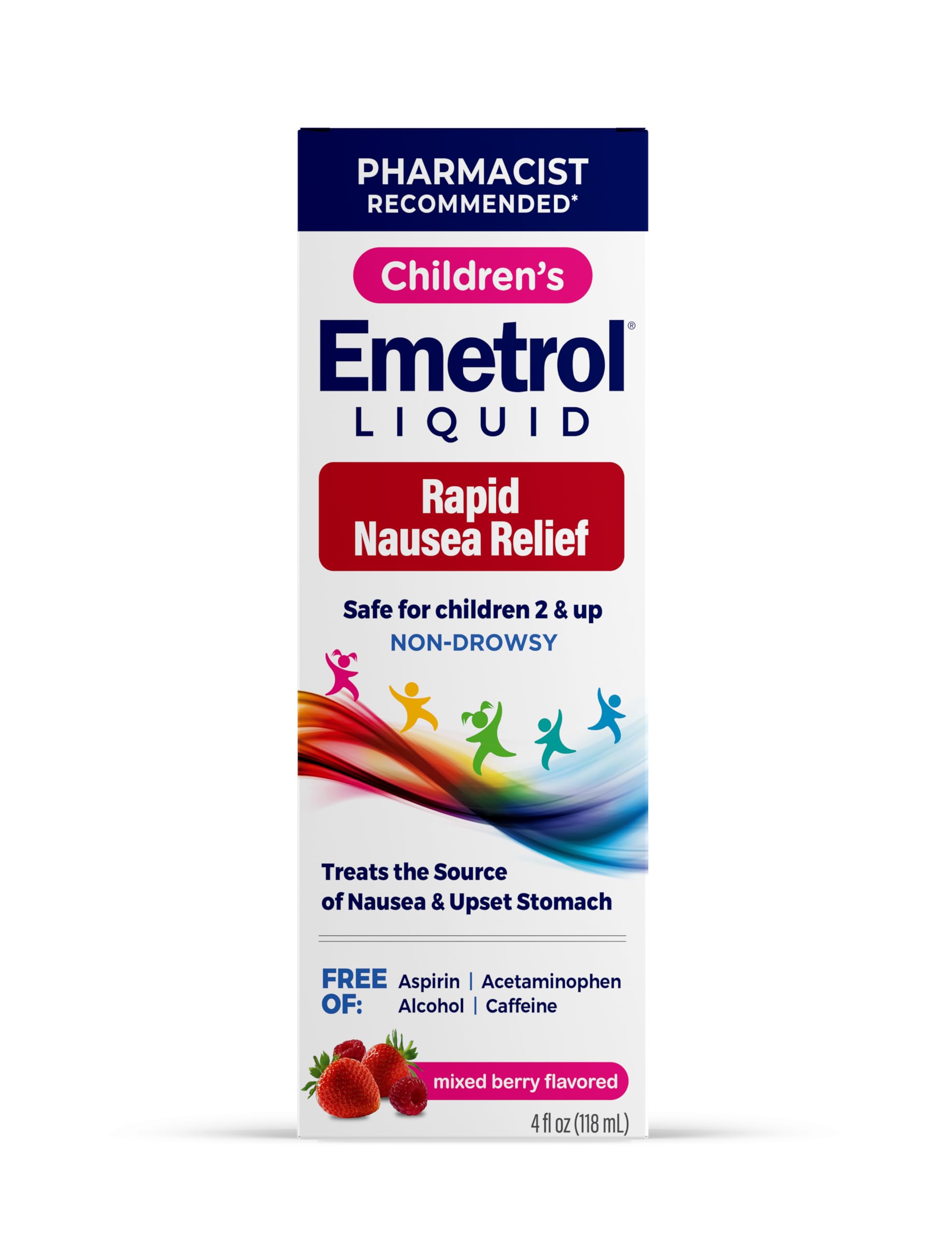 Emetrol Childrens Non-Drowsy Nausea Relief - Liquid Nausea Medicine for Upset Stomach - Nausea Relief for Kids - Mixed Berry Fl