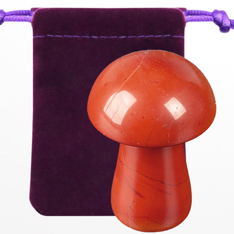 ZHIYUXI Red Jasper Crystal Mushroom Sculpture Healing Red Stones Mini Mushroom Ornaments Gemstones Mushroom Decor for Witch Supp