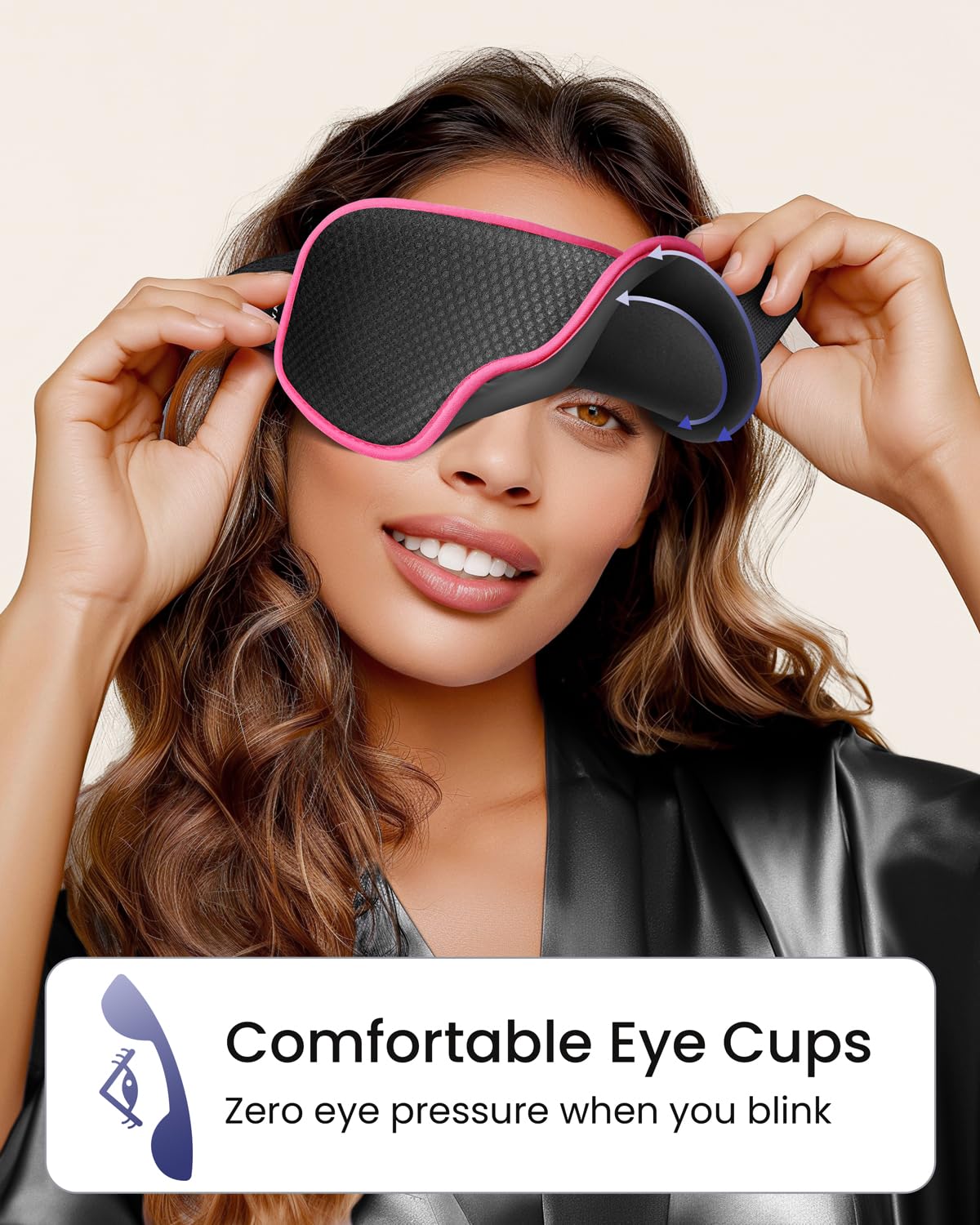 WAOAW Sleep Mask for Men Women: Blackout Eye Masks for Sleep - 3D Breathable Soft Comfortable Eye Mask for Travel - Adjustable L
