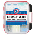 Be Smart Get Prepared First Aid Kit Hard Red Case 326 Pieces Exceeds OSHA ANSI Guidelines 100 People. Office, Home, Car, School,