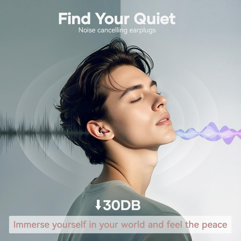 LIMEHO Ear Plugs for Sleeping Noise Cancelling, Reusable Earplugs for Sleep, Concerts, Travel, Work, Study&Focus, SNR 30dB Silic