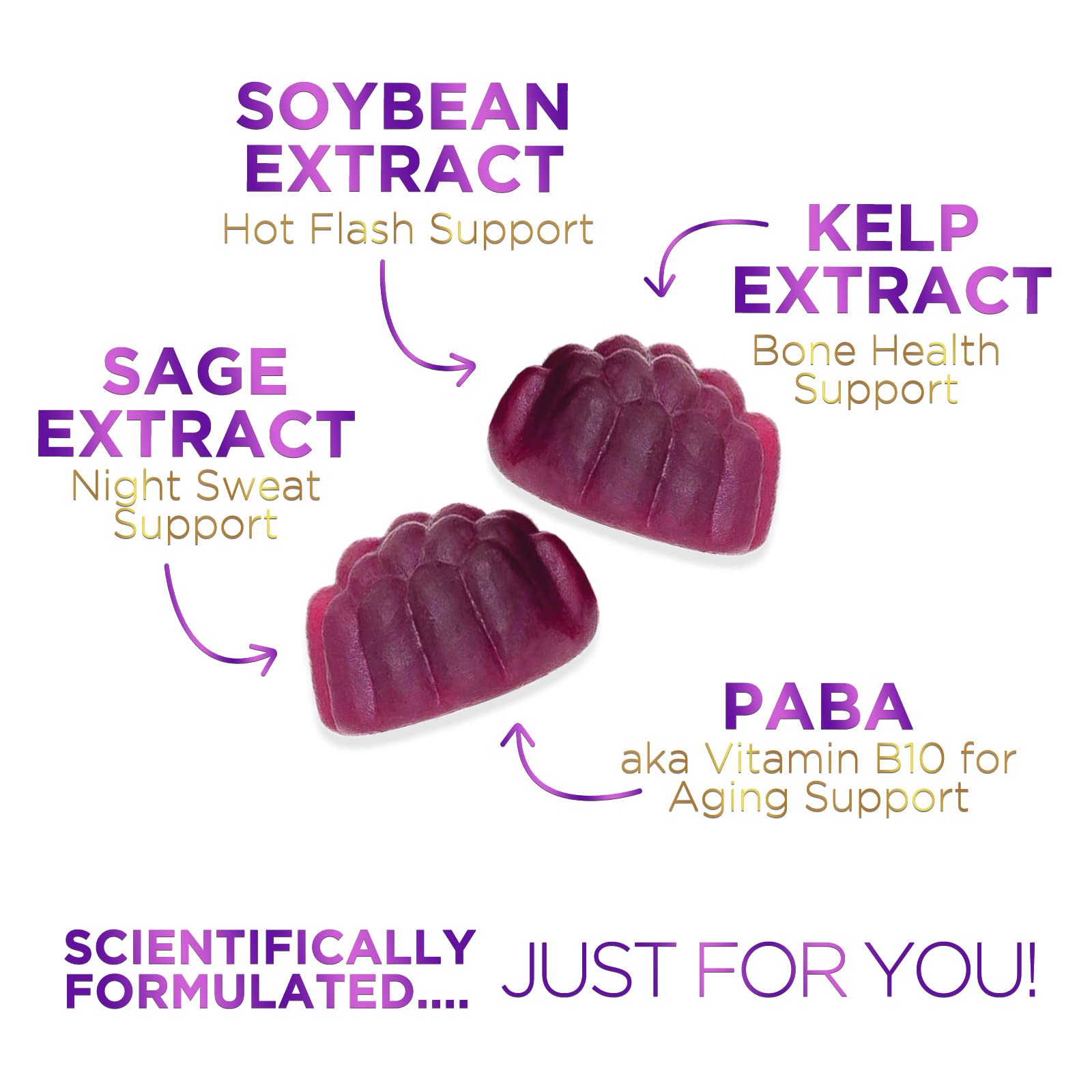Menopause Supplements for Women - Multi Benefit Menopause Relief Vitamin Gummy for Mild Hot Flashes, Nights Sweats & Energy, Nat