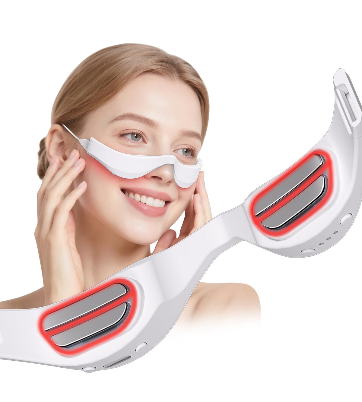 UnderEye Red Light Therapy Glasses, Rechargeable Therapy Device Microcurrent Eye Massager, Botanique Paris Eyes Bag Remover for
