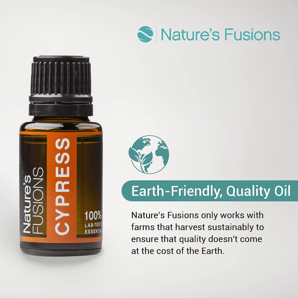 Natures Fusions French Cypress, 100% Pure and Natural Essential Oils, Undiluted, Therapeutic Grade for Aromatherapy and Topical