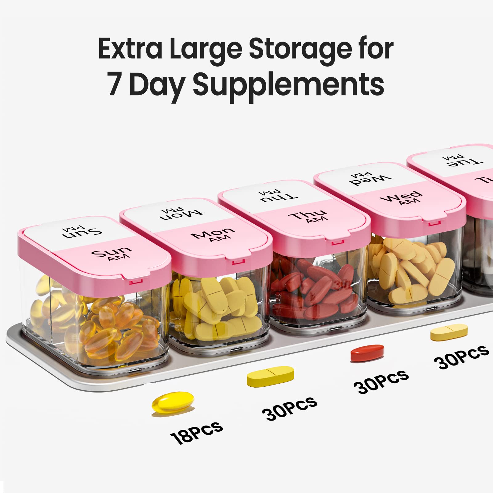 Extra Large Pill Organizer Weekly, Smart XL Pill Organizer 2 Times a Day, Pill Box 7 Day Twice a Day, Pill Cases Organizers 7 Da
