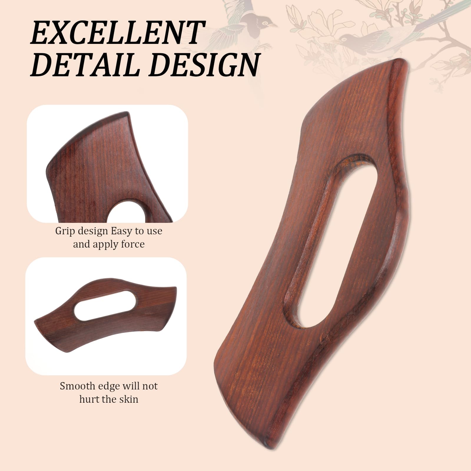 Lymphatic Drainage Massager - Wooden Gua Sha Tool, Manual Body Scraper, Anti-Cellulite Massage Tool for Women & Men