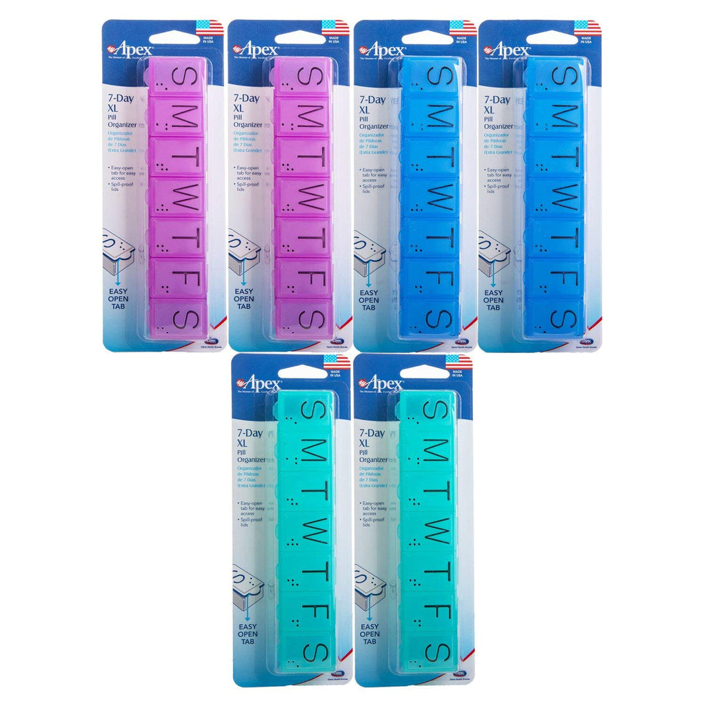 Apex 7-Day Pill Organizer X-Large 1 Each (Pack of 6)
