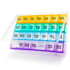 XL Large Monthly Pill Organizer 4 Weeks, 28 Day Pill Box Organizer Weekly, Big Compartment Pill Box with Travel Case, 7 Day Pill