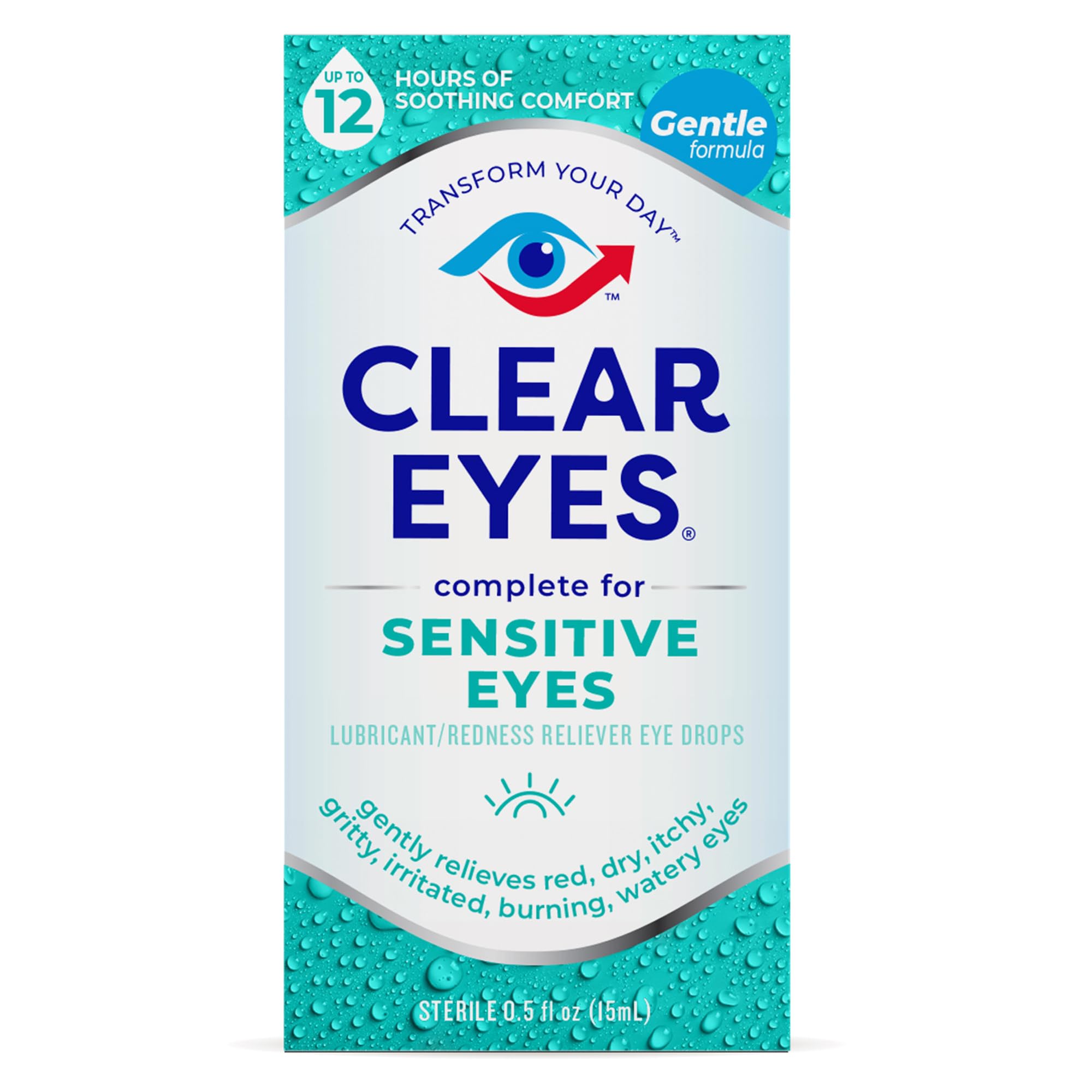 Clear Eyes for Sensitive Eyes, Redness Reliever Eye Drops, 0.5 oz