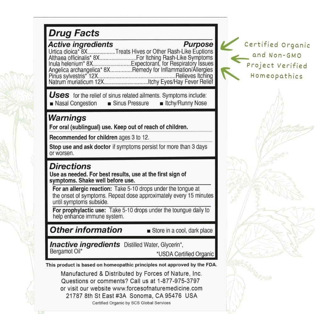 Forces of Nature Allergy Relief for Kids, Organic Homeopathic Medicine, 0.34 Fl Oz, Immune Support & Multi Symptom Relief from I